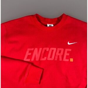 Nike Crew Neck Sweatshirt‎ Men M Red Encore Club Fleece Swoosh Logo Pullover-EUC